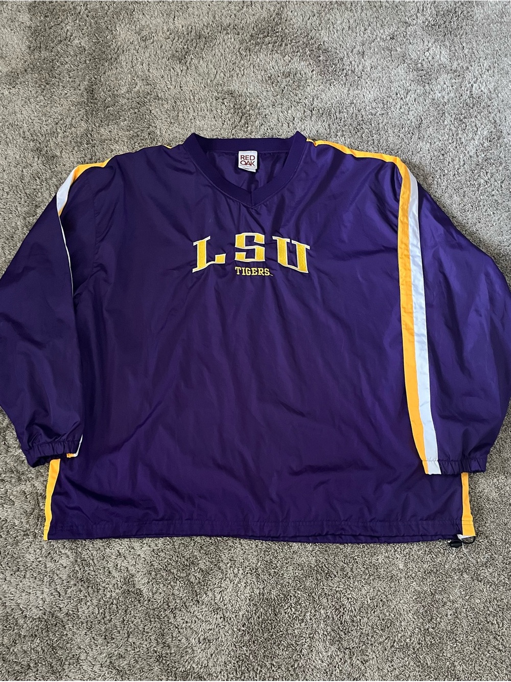 Vintage LSU Tigers Red Oaks Purple And Gold Men Size 2XL V-Neck Pullover